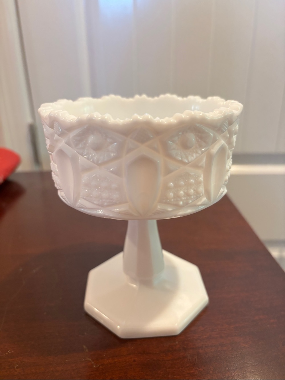 Milk Glass Pedestal Compote - White